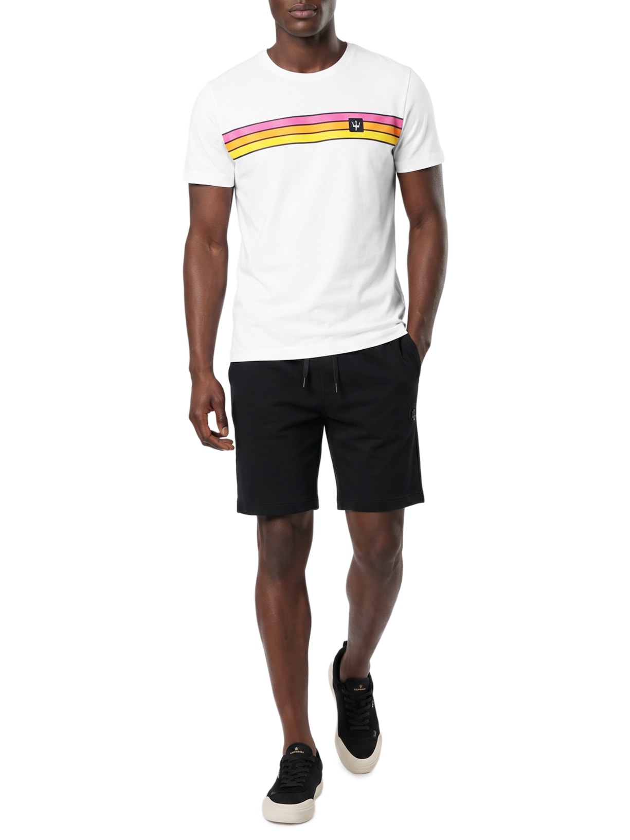 Camiseta Masculina Manga Curta Gola Careca Stone Vintage Listrado – Branco Osklen