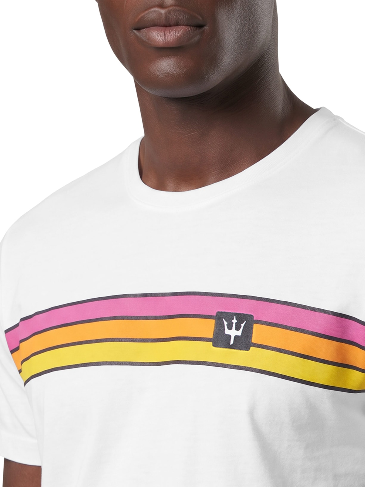 Camiseta Masculina Manga Curta Gola Careca Stone Vintage Listrado – Branco Osklen