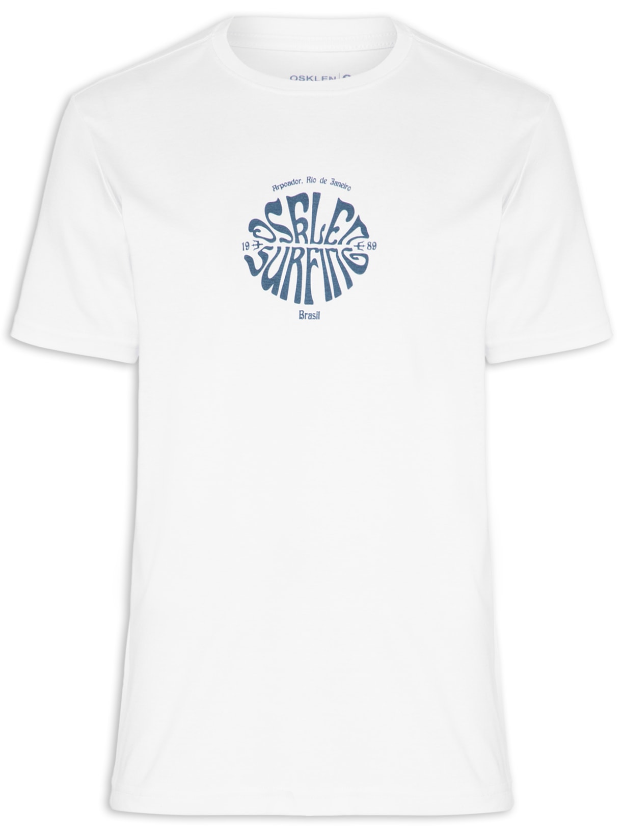 Camiseta Masculina Manga Curta Gola Careca Surfing Over  Branco Osklen