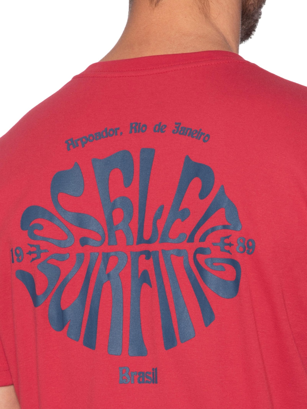 Camiseta Masculina Manga Curta Gola Careca Surfing Over  Vermelho Osklen