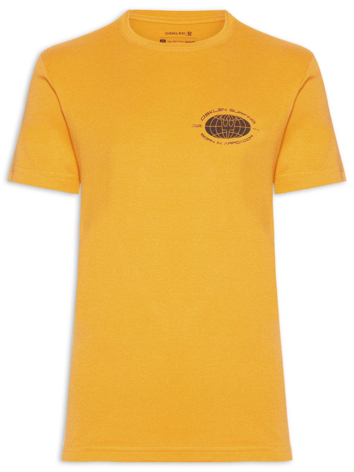 Camiseta Masculina Manga Curta Gola Careca Surginf Globe Over  Amarelo Osklen
