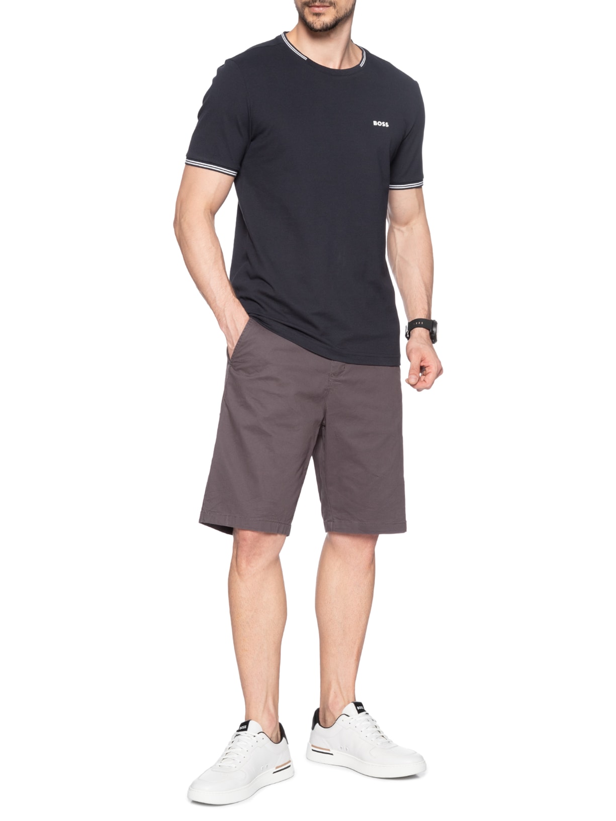 Camiseta Masculina Manga Curta Gola Careca Taul Azul Boss