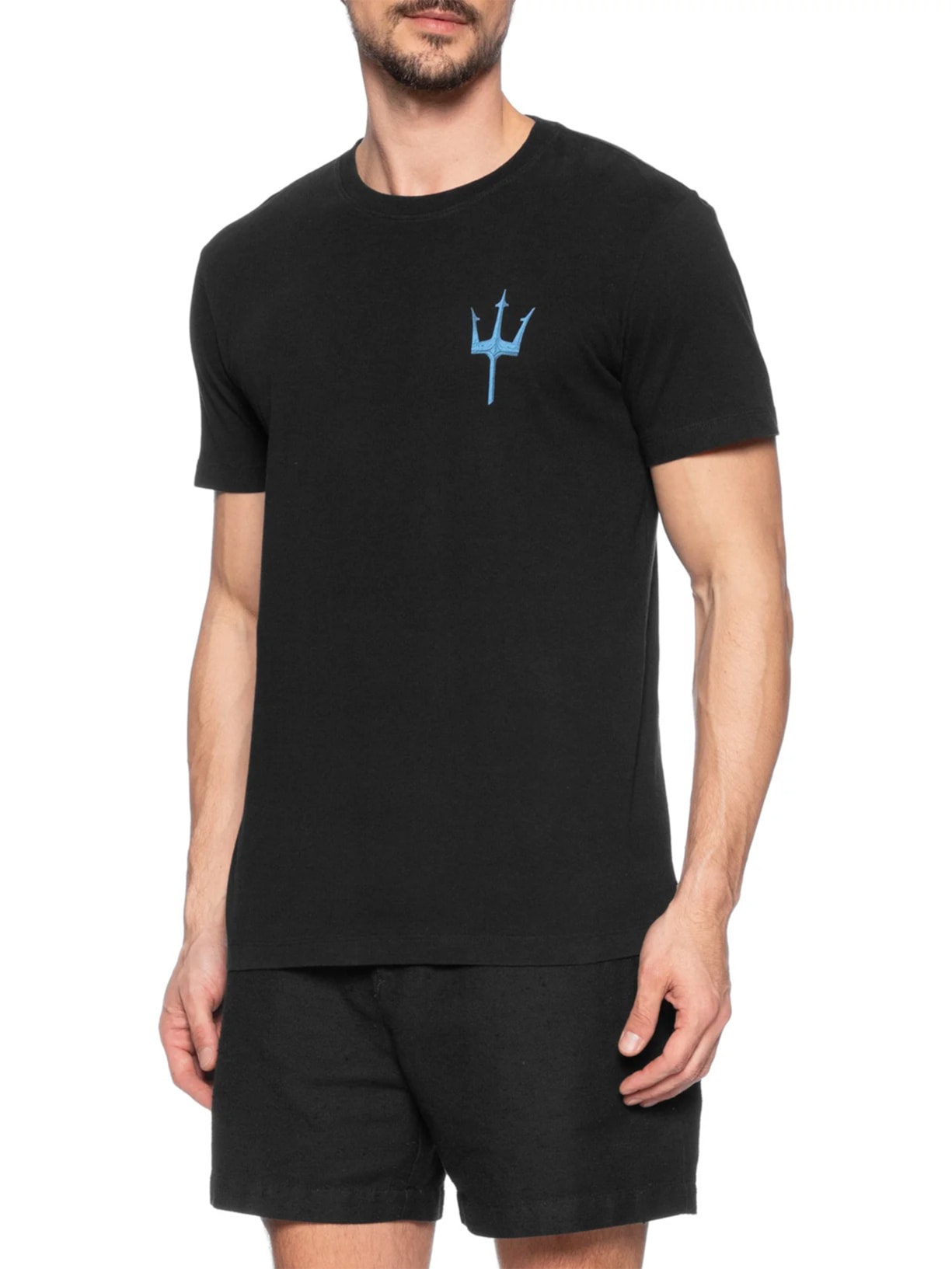 Camiseta Masculina Manga Curta Gola Careca Tridente Sunset Over Preto Osklen