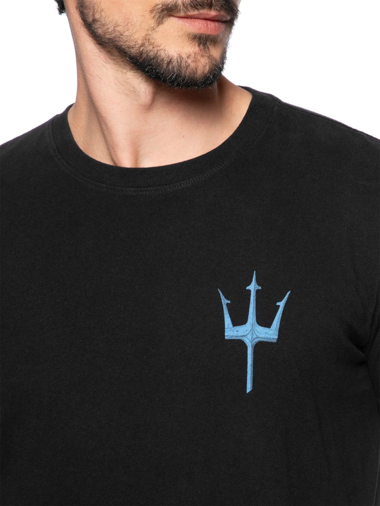 Camiseta Masculina Manga Curta Gola Careca Tridente Sunset Over Preto Osklen