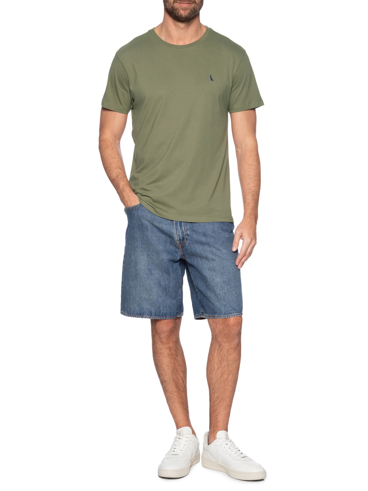 Camiseta Masculina Manga Curta Gola Careca Verde Reserva
