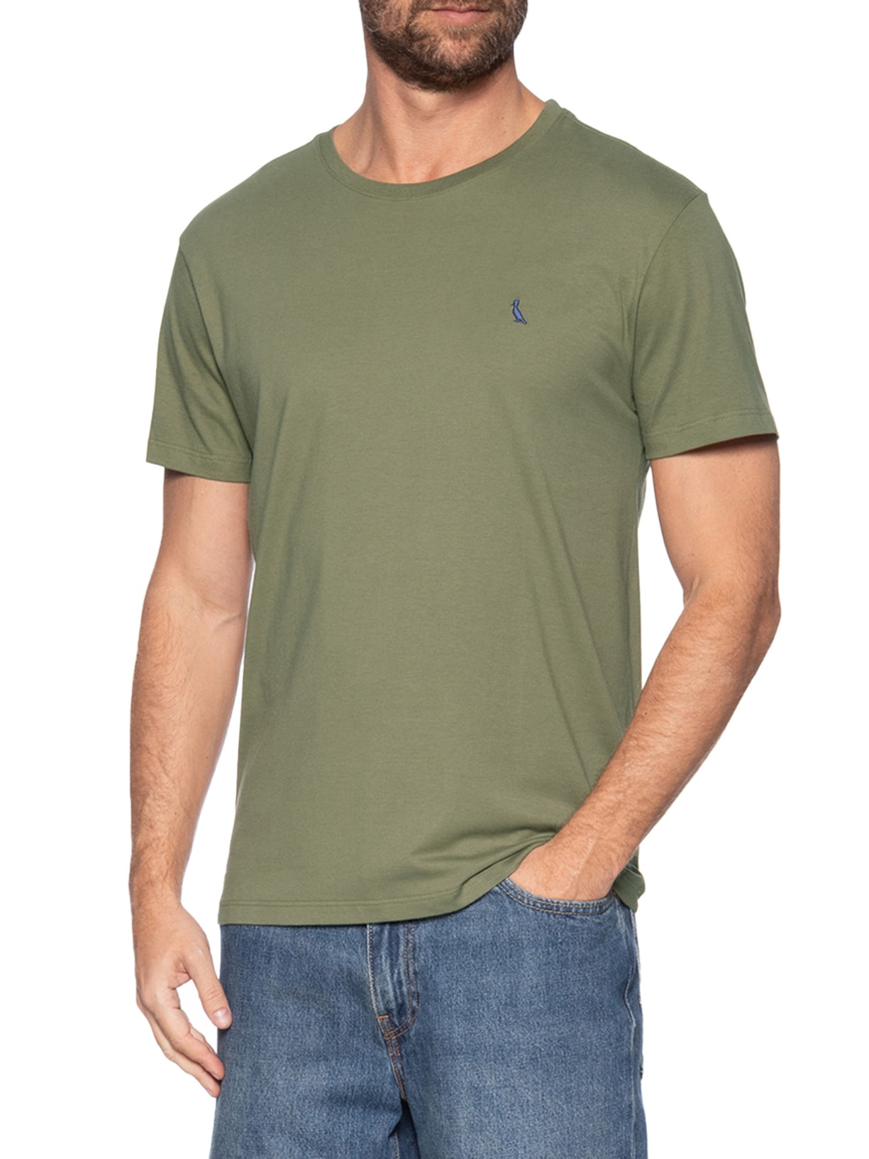 Camiseta Masculina Manga Curta Gola Careca Verde Reserva