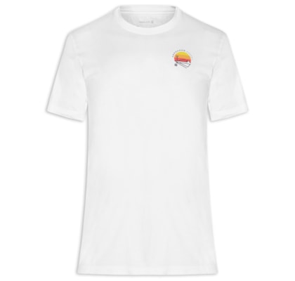 Camiseta Masculina Manga Curta Gola Careca Vintage Arpoador Patch - Branco