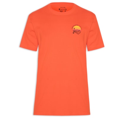 Camiseta Masculina Manga Curta Gola Careca Vintage Arpoador Patch - Laranja