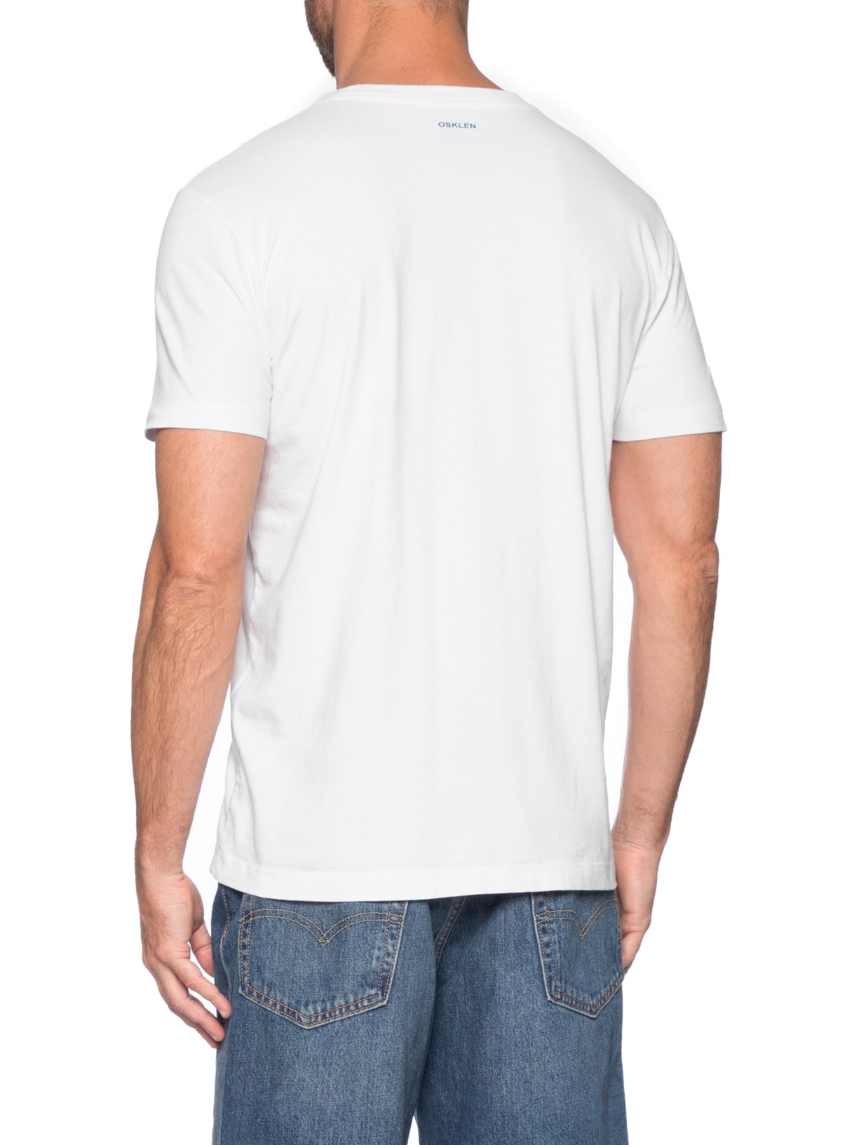Camiseta Masculina Manga Curta Gola Careca Vintage Blue Whale Branco Osklen