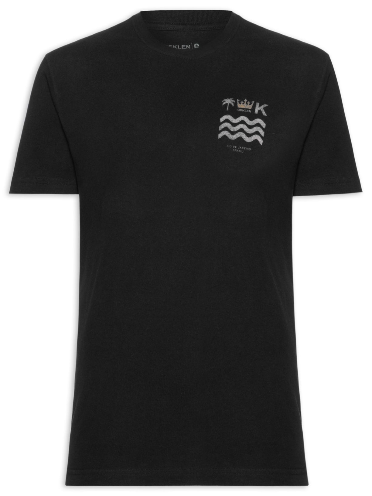 Camiseta Masculina Manga Curta Gola Careca Vintage Brasão Carimbo - Preto