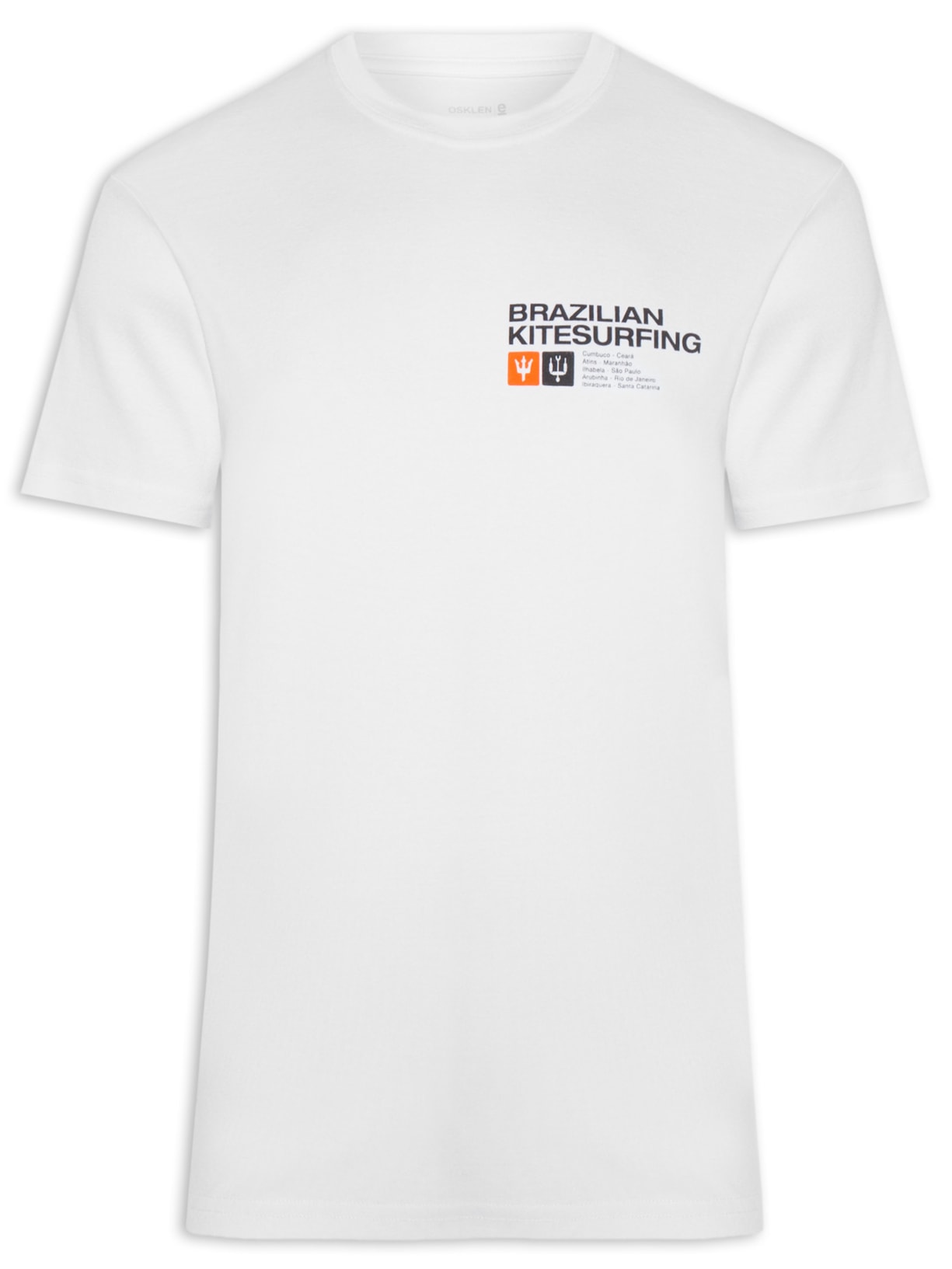 Camiseta Masculina Manga Curta Gola Careca Vintage Brazilian Kitesurfing - Branco