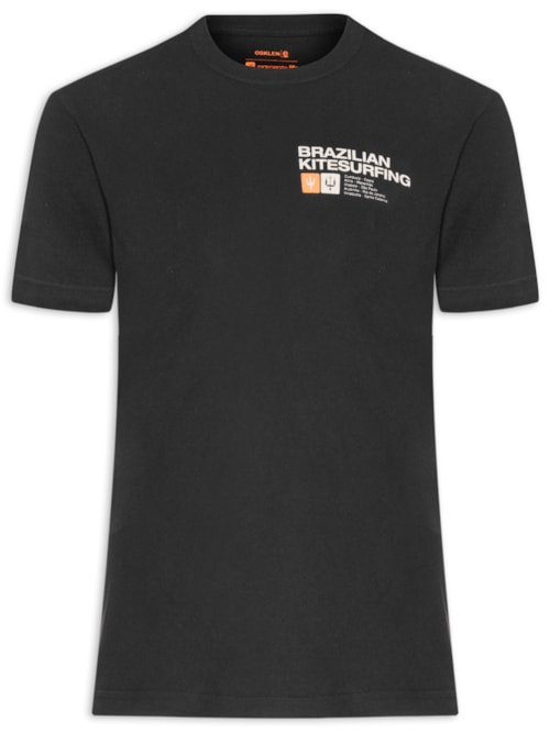 Camiseta Masculina Manga Curta Gola Careca Vintage Brazilian Kitesurfing - Preto