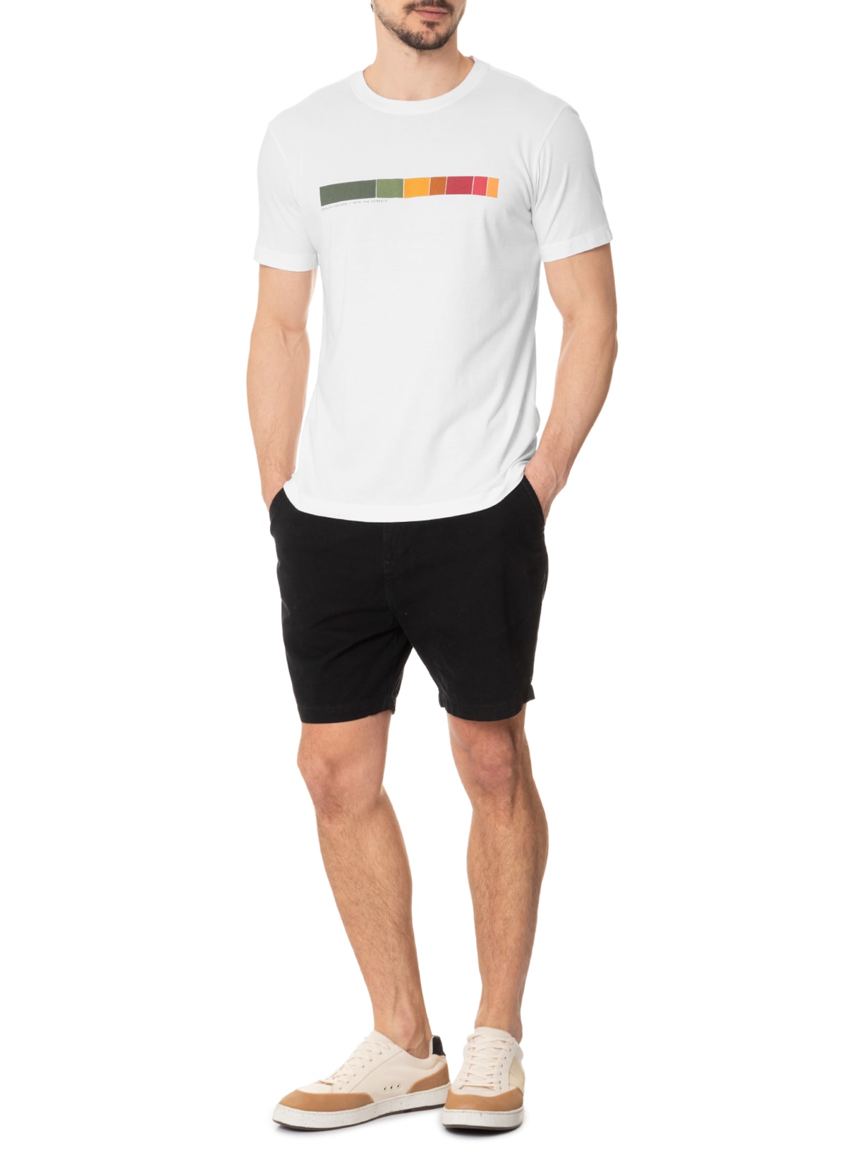 Camiseta Masculina Manga Curta Gola Careca Vintage Colors Itf Branco Osklen