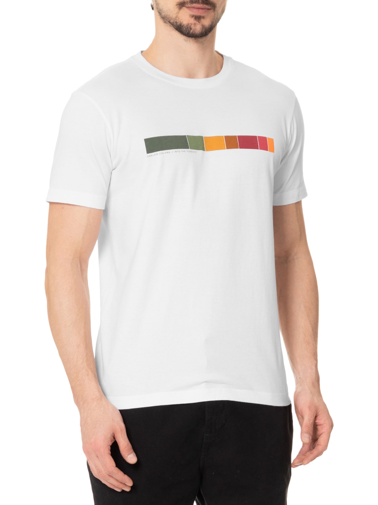 Camiseta Masculina Manga Curta Gola Careca Vintage Colors Itf Branco Osklen