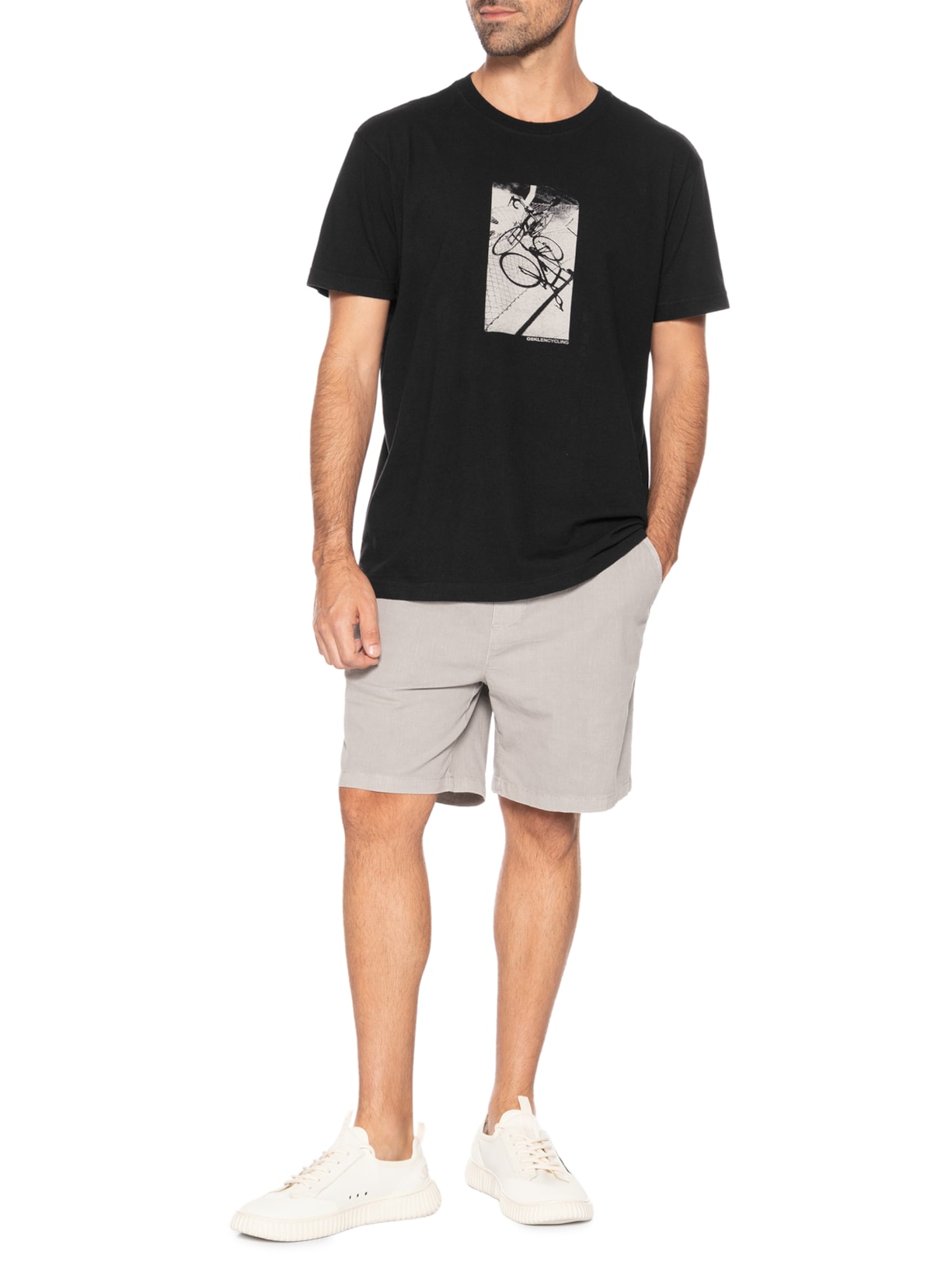 Camiseta Masculina Manga Curta Gola Careca Vintage Cycling Preto Osklen