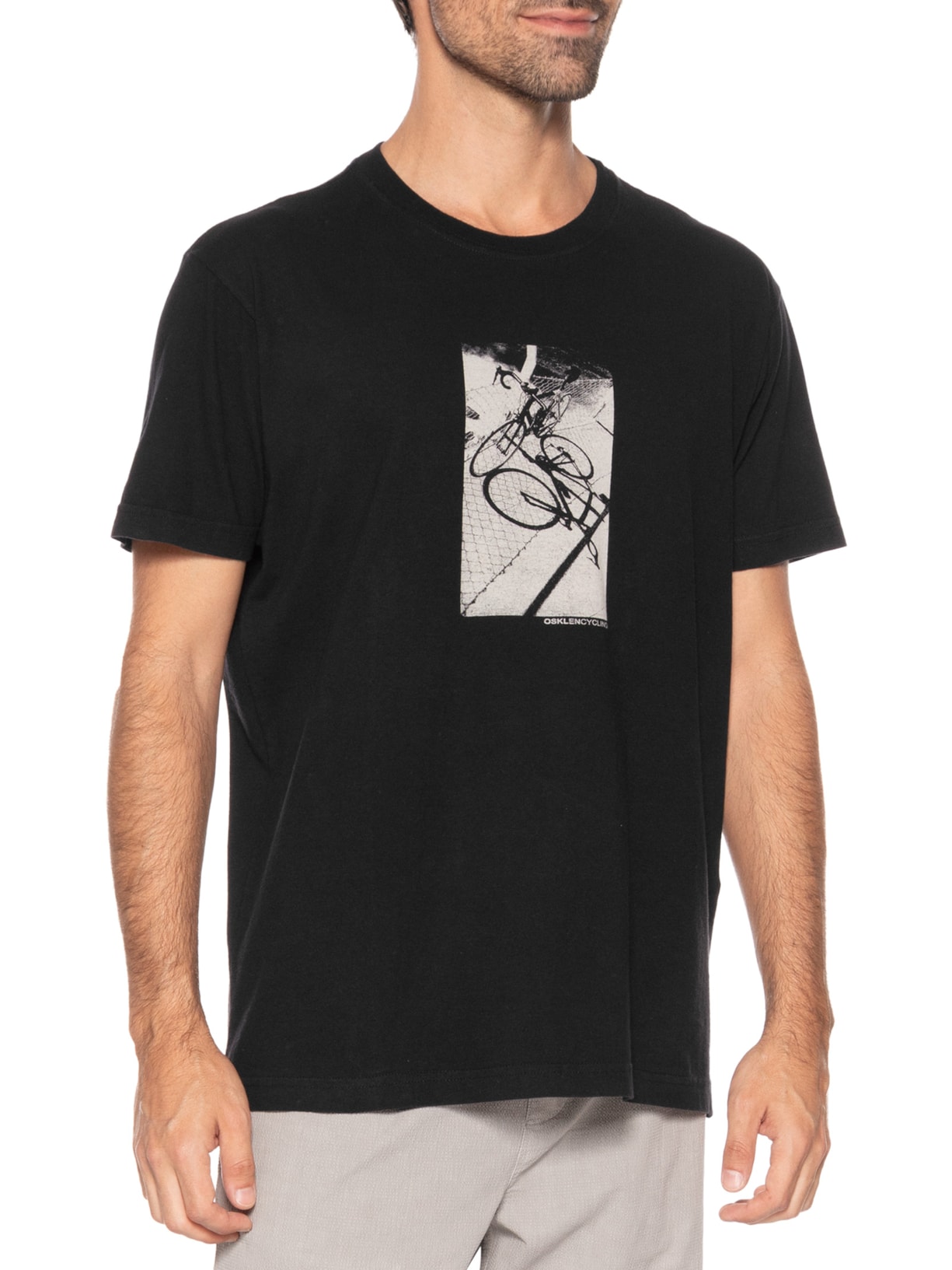Camiseta Masculina Manga Curta Gola Careca Vintage Cycling Preto Osklen