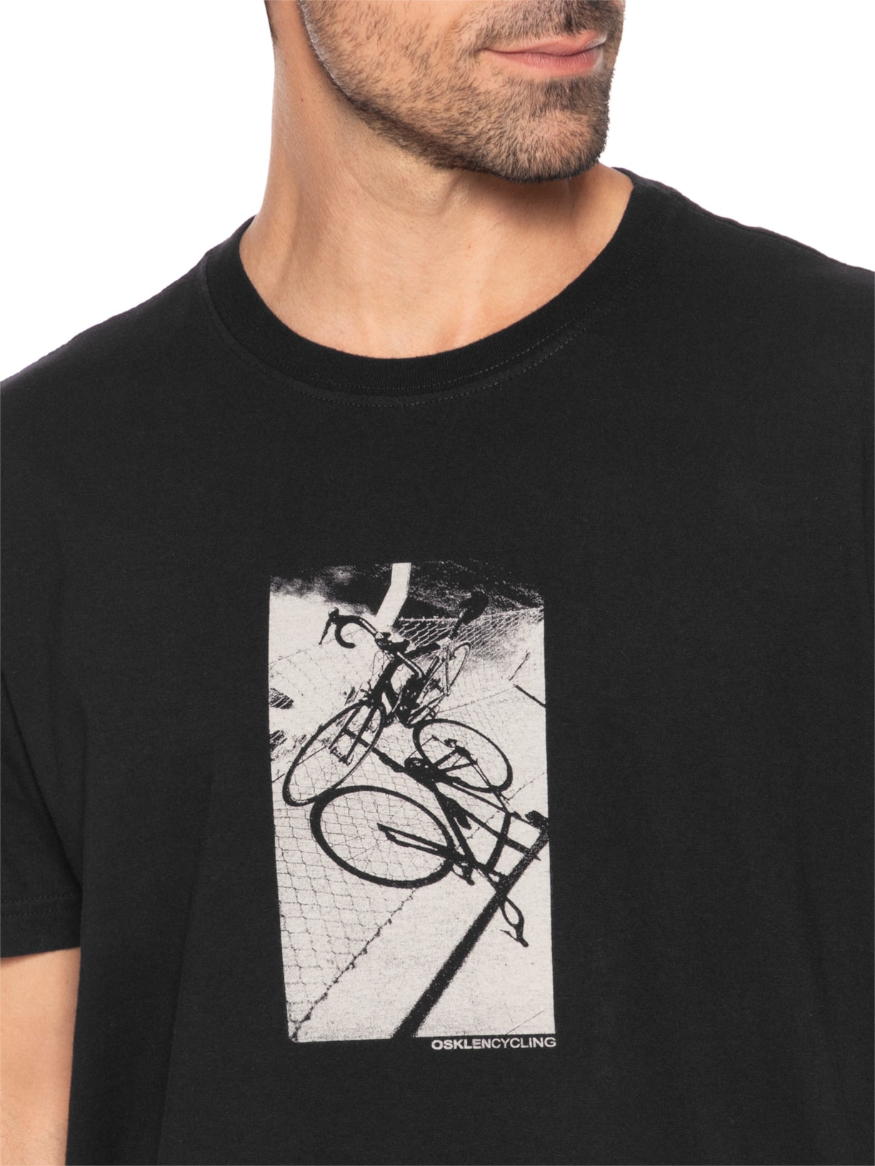 Camiseta Masculina Manga Curta Gola Careca Vintage Cycling Preto Osklen