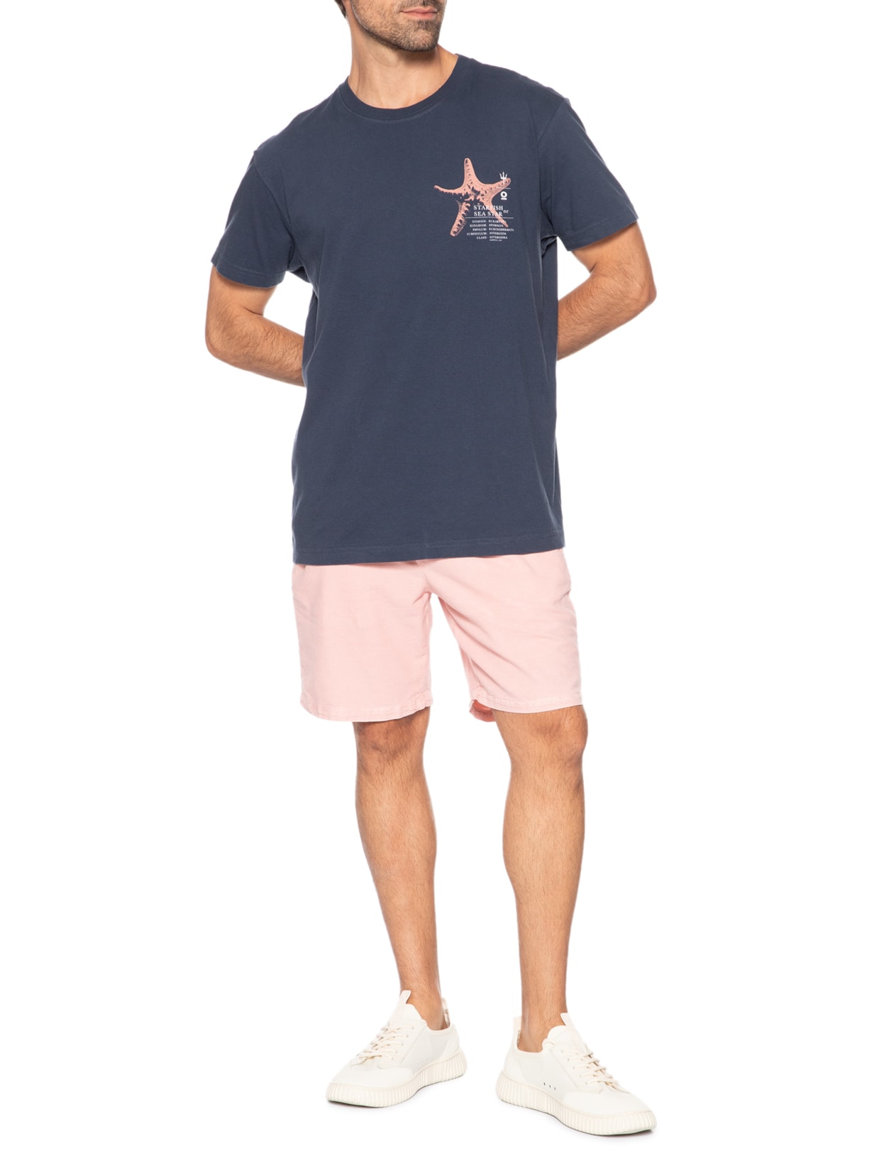 Camiseta Masculina Manga Curta Gola Careca Vintage Estrela Do Mar Azul Osklen