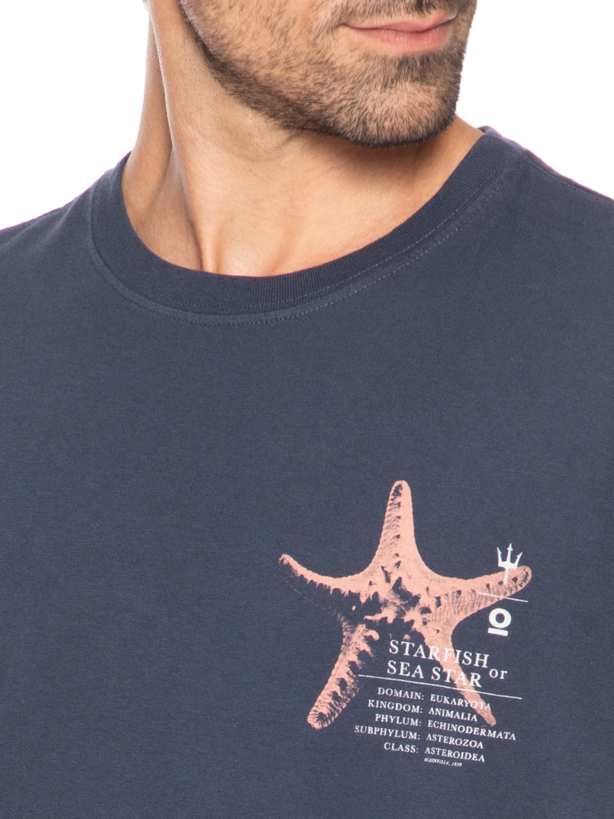 Camiseta Masculina Manga Curta Gola Careca Vintage Estrela Do Mar Azul Osklen