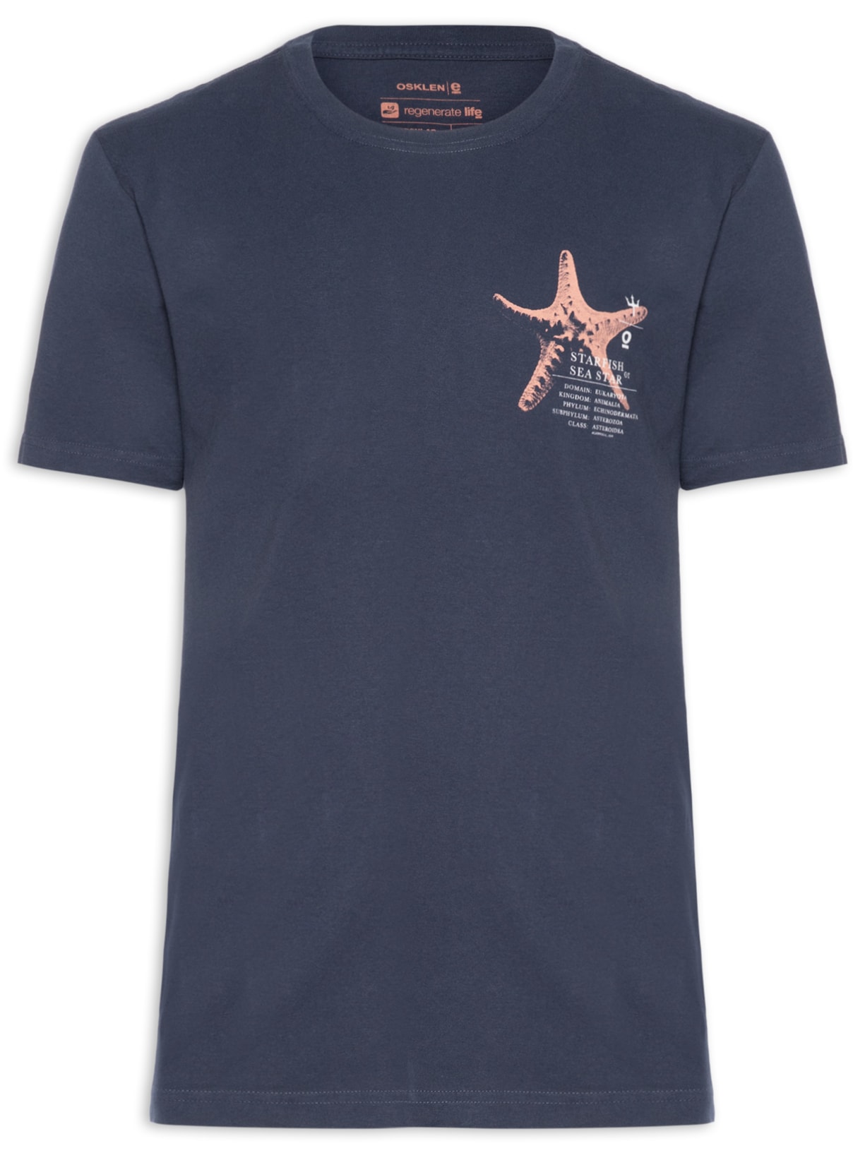 Camiseta Masculina Manga Curta Gola Careca Vintage Estrela Do Mar Azul Osklen