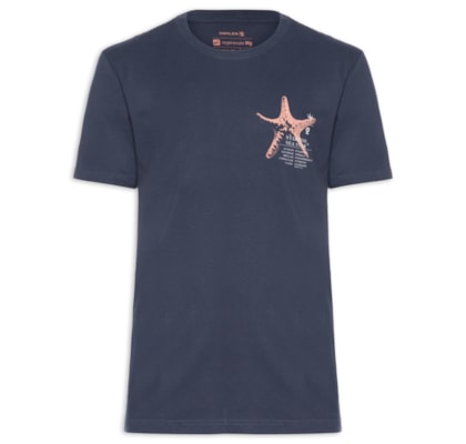 Camiseta Masculina Manga Curta Gola Careca Vintage Estrela Do Mar - Azul