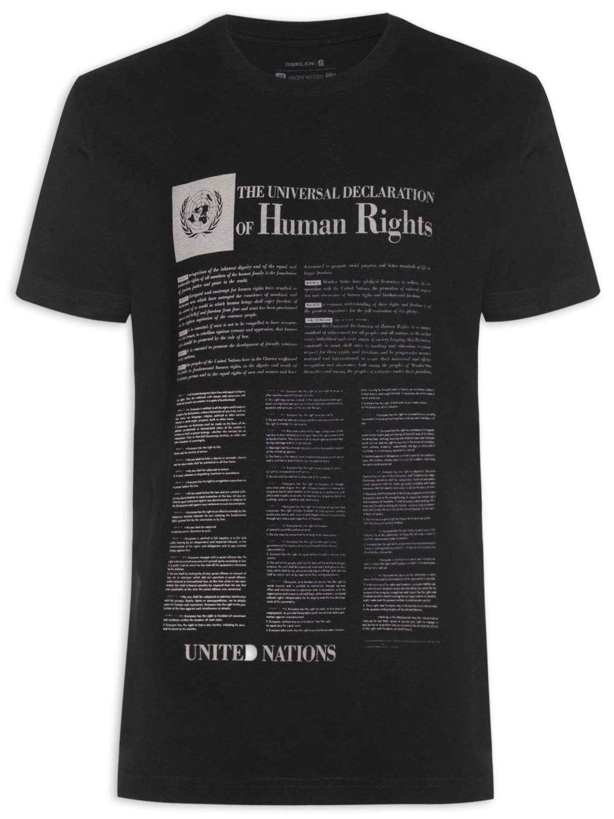 Camiseta Masculina Manga Curta Gola Careca Vintage Human Rights Preto Osklen