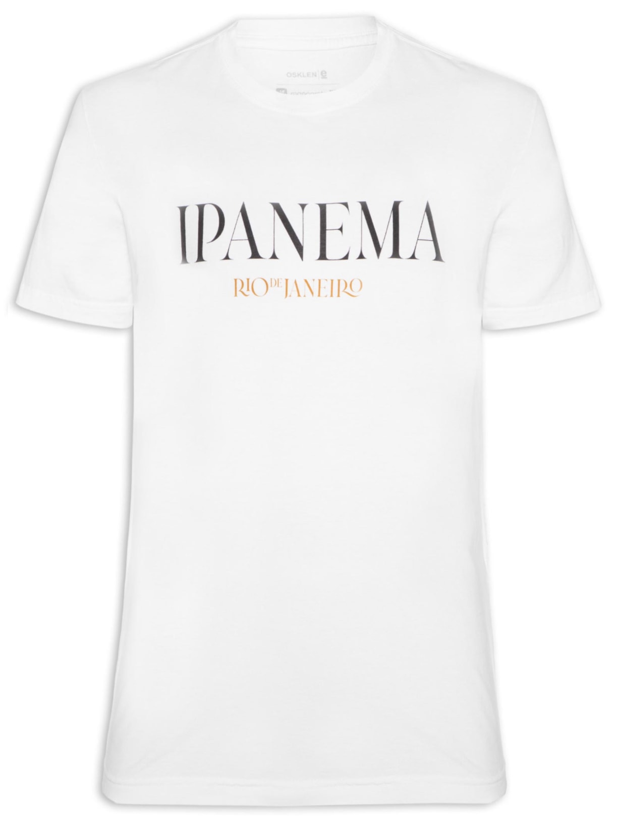 Camiseta Masculina Manga Curta Gola Careca Vintage Ipanema Serifado Branco Osklen