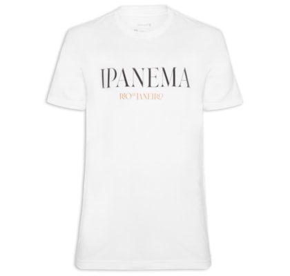 Camiseta Masculina Manga Curta Gola Careca Vintage Ipanema Serifado - Branco