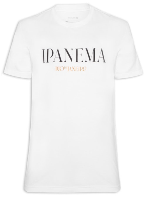 Camiseta Masculina Manga Curta Gola Careca Vintage Ipanema Serifado - Branco