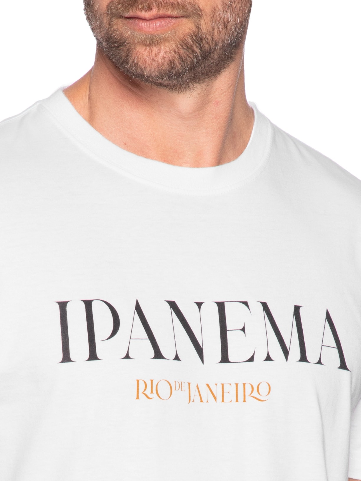 Camiseta Masculina Manga Curta Gola Careca Vintage Ipanema Serifado Branco Osklen