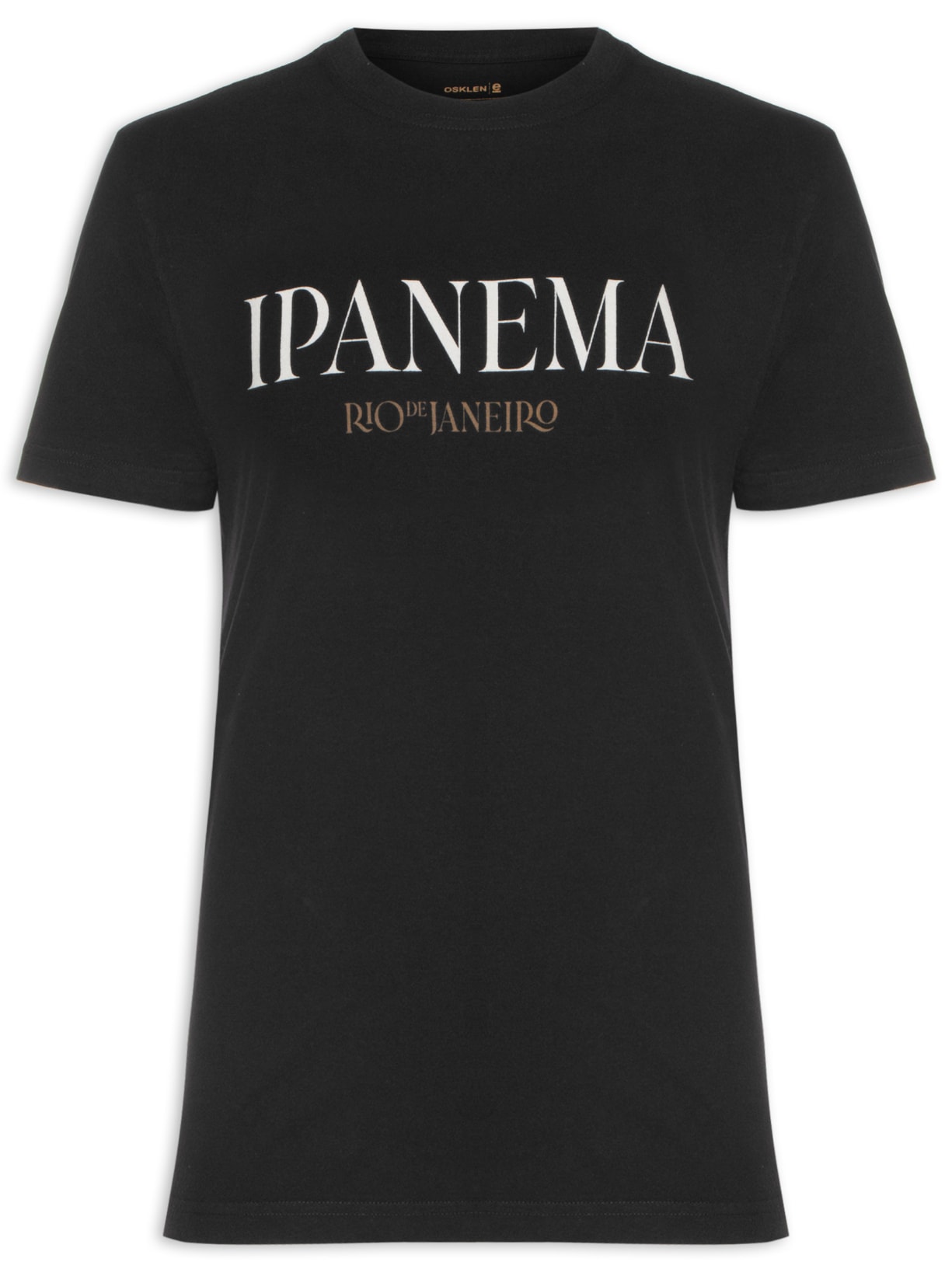 Camiseta Masculina Manga Curta Gola Careca Vintage Ipanema Serifado Preto Osklen