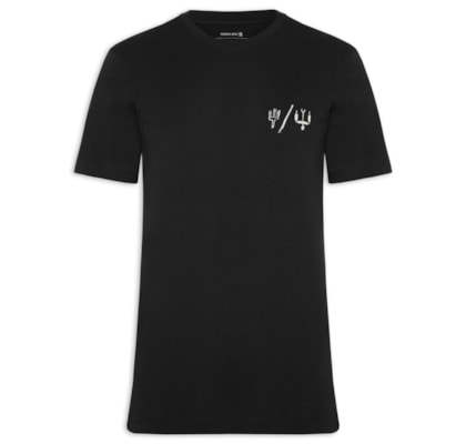 Camiseta Masculina Manga Curta Gola Careca Vintage Kite Icons Slim - Preto