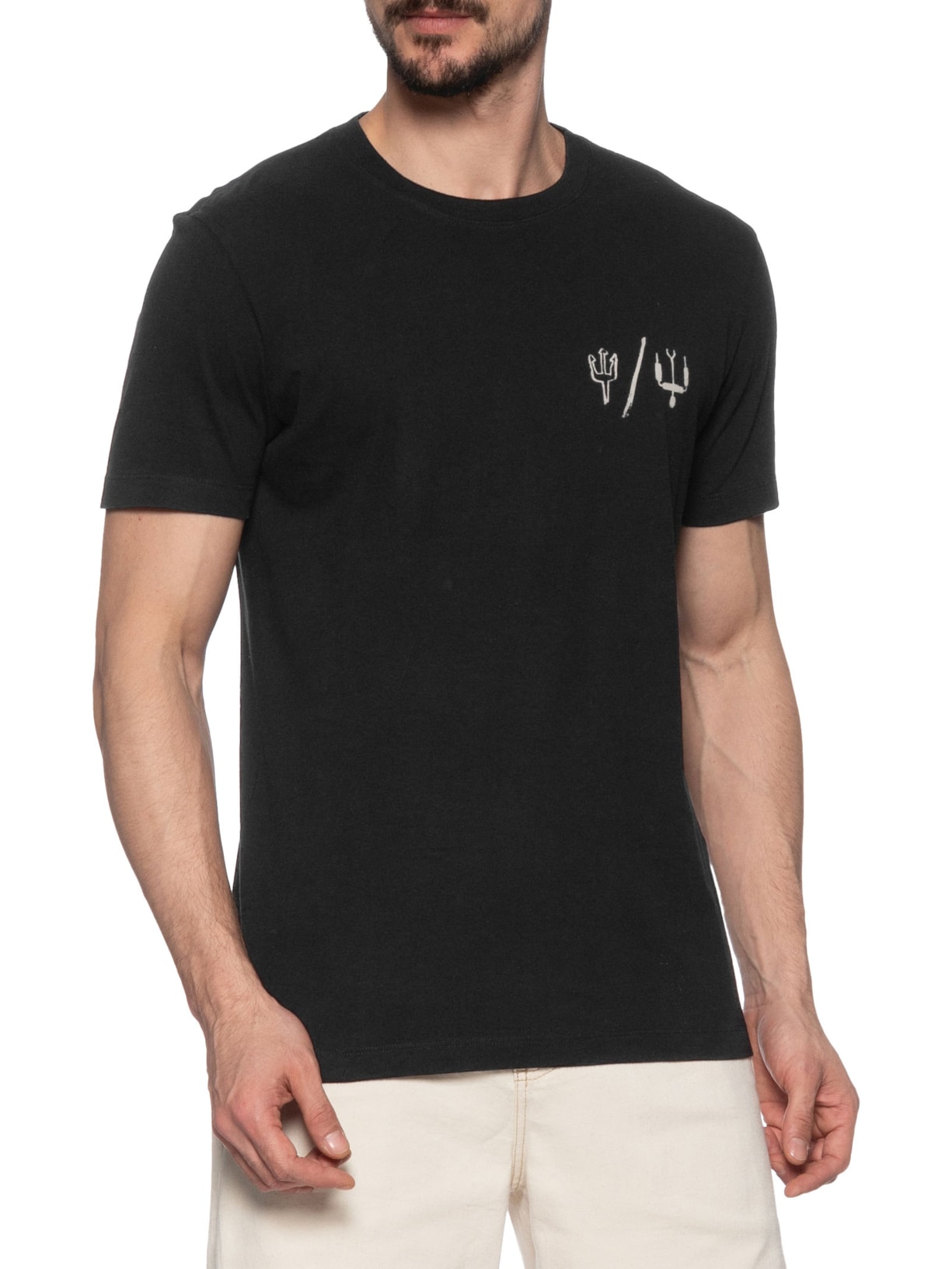 Camiseta Masculina Manga Curta Gola Careca Vintage Kite Icons Slim Preto Osklen