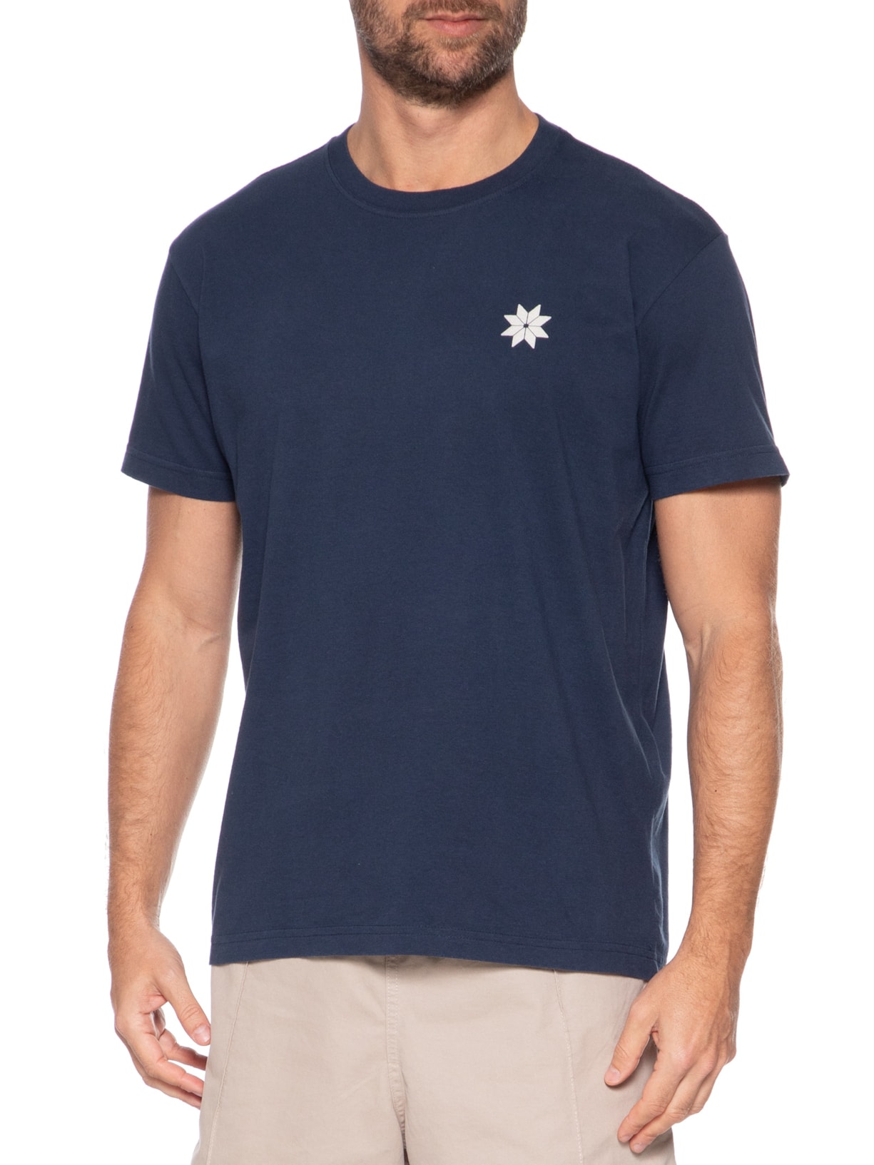 Camiseta Masculina Manga Curta Gola Careca Vintage Montains Azul Osklen
