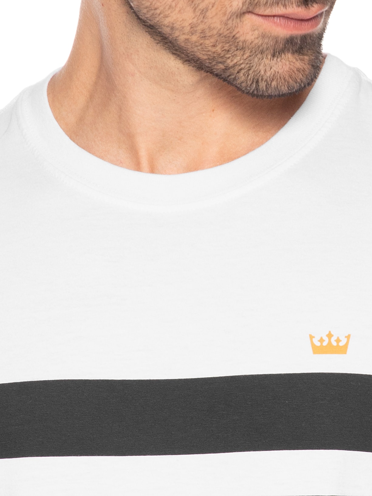 Camiseta Masculina Manga Curta Gola Careca Vintage Pranchão Listrado Branco Osklen