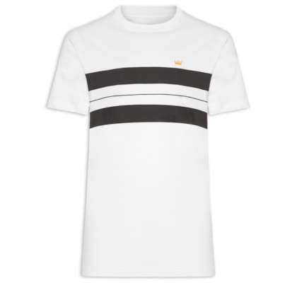 Camiseta Masculina Manga Curta Gola Careca Vintage Pranchão Listrado - Branco