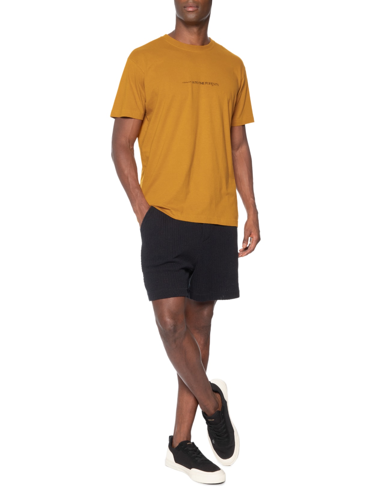 Camiseta Masculina Manga Curta Gola Careca Vintage Psych Forest Amarelo Osklen