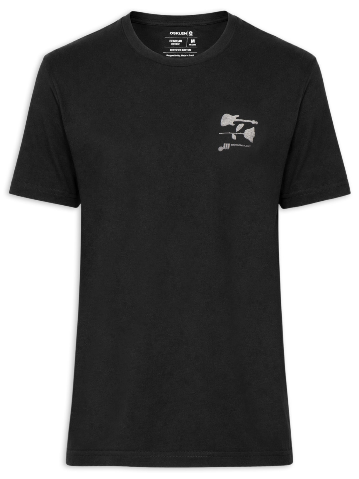 Camiseta Masculina Manga Curta Gola Careca Vintage Rock - Preto