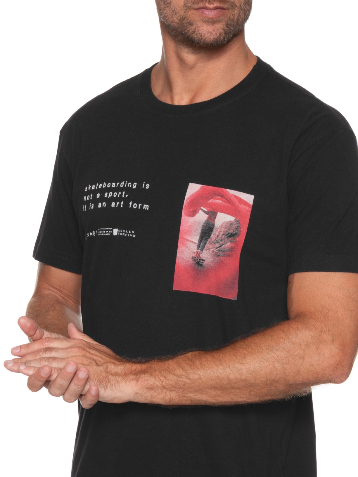 Camiseta Masculina Manga Curta Gola Careca Vintage SK82 Preto Osklen