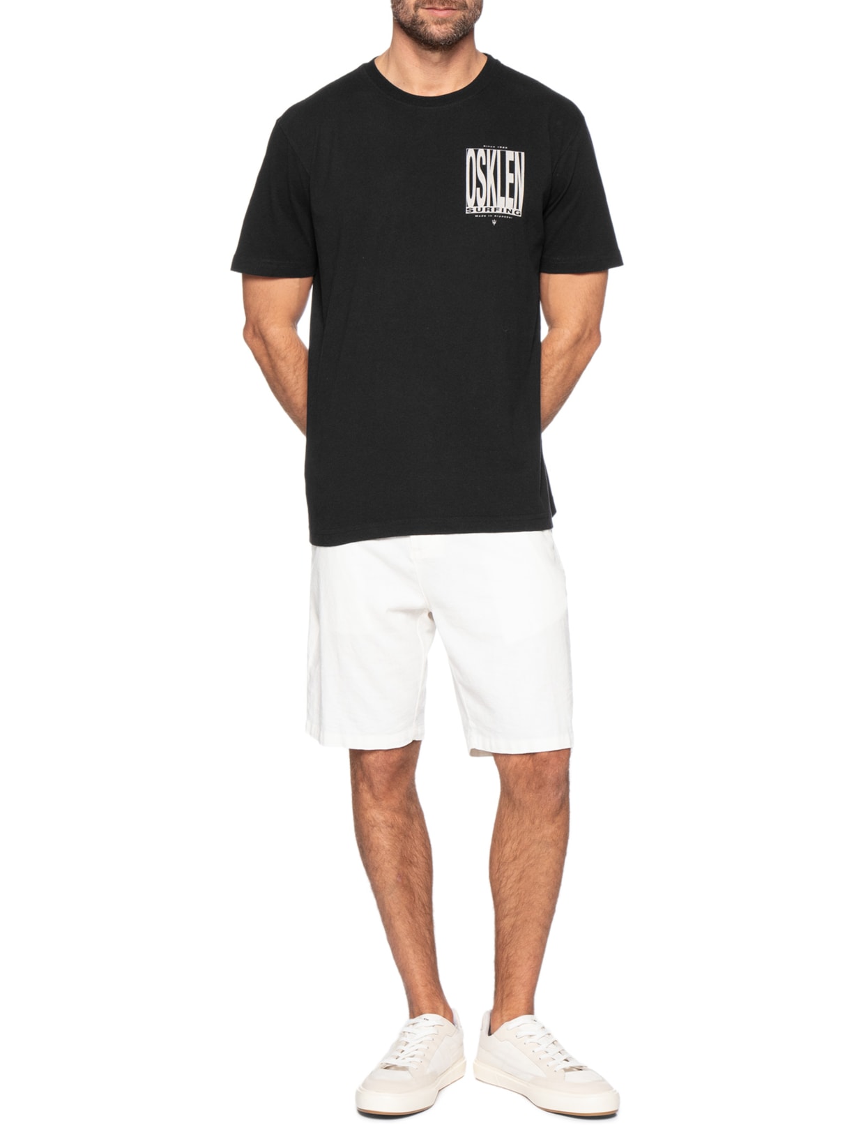 Camiseta Masculina Manga Curta Gola Careca Vintage Surf Blocks Preto Osklen