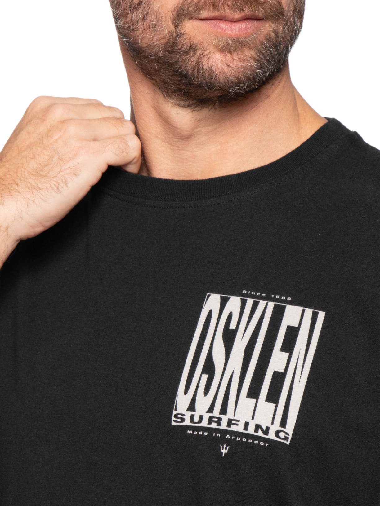 Camiseta Masculina Manga Curta Gola Careca Vintage Surf Blocks Preto Osklen