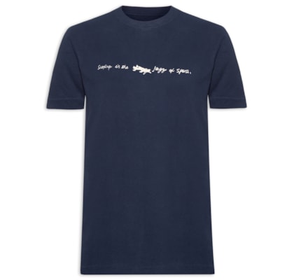 Camiseta Masculina Manga Curta Gola Careca Vintage Surf & Jazz Scribble - Azul