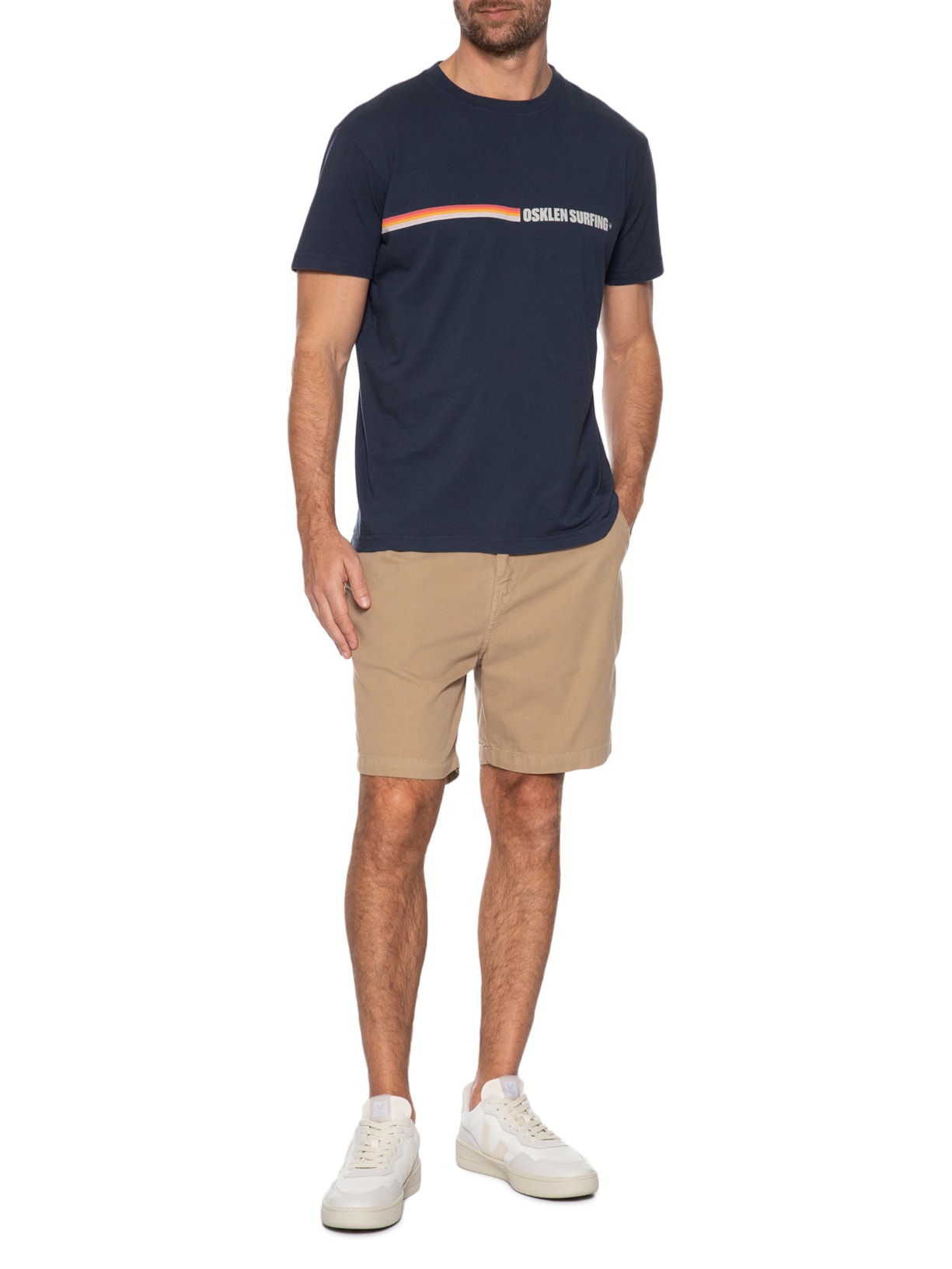 Camiseta Masculina Manga Curta Gola Careca Vintage Surfing Colors Azul Osklen