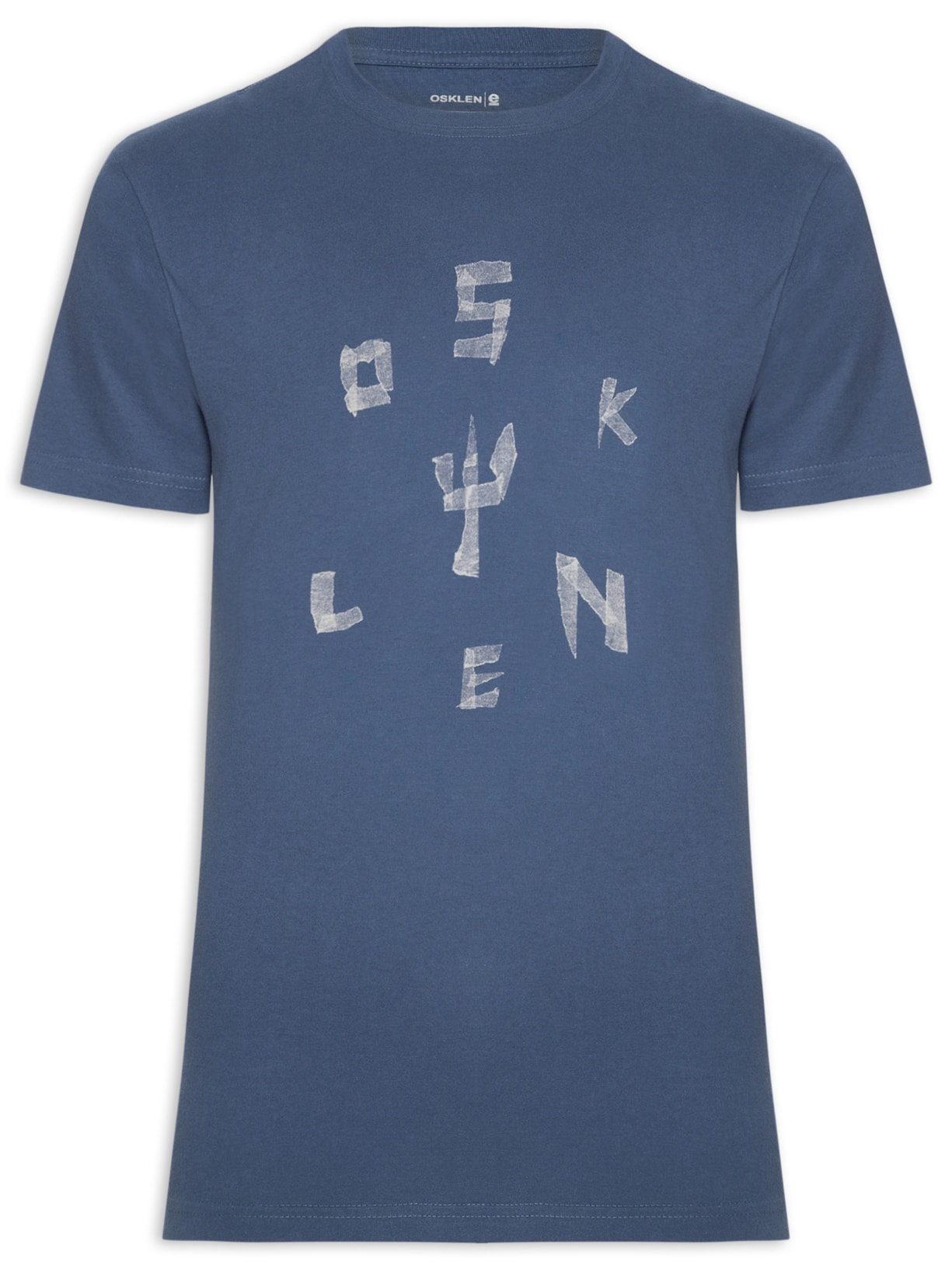 Camiseta Masculina Manga Curta Gola Careca Vintage Tape - Azul