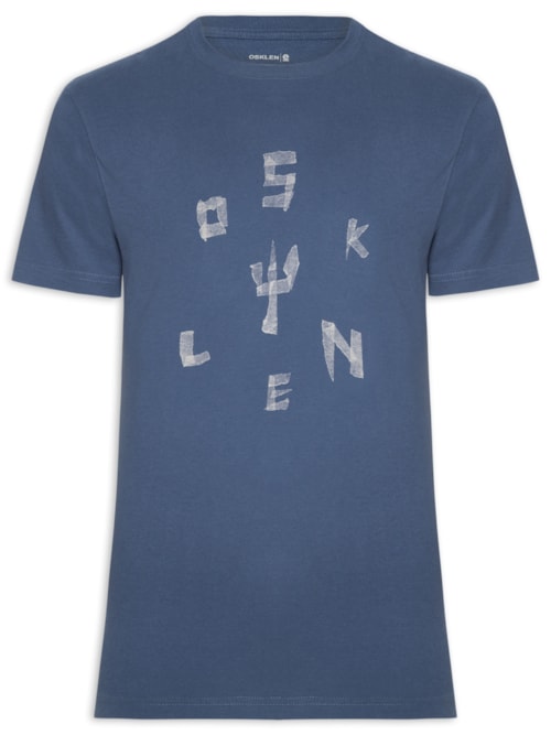 Camiseta Masculina Manga Curta Gola Careca Vintage Tape - Azul