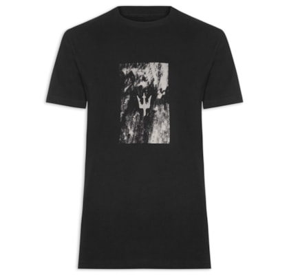 Camiseta Masculina Manga Curta Gola Careca Vintage Tridente Areia - Preto