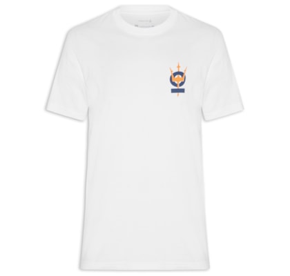 Camiseta Masculina Manga Curta Gola Careca Vintage Tridente Oceans - Branco