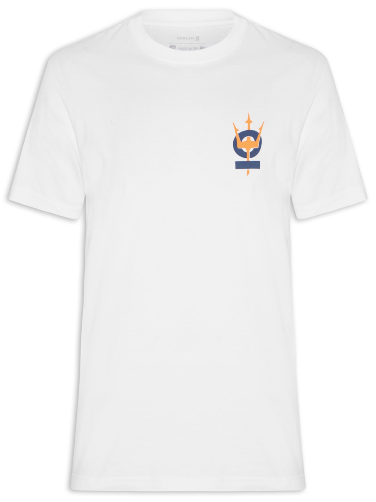 Camiseta Masculina Manga Curta Gola Careca Vintage Tridente Oceans - Branco