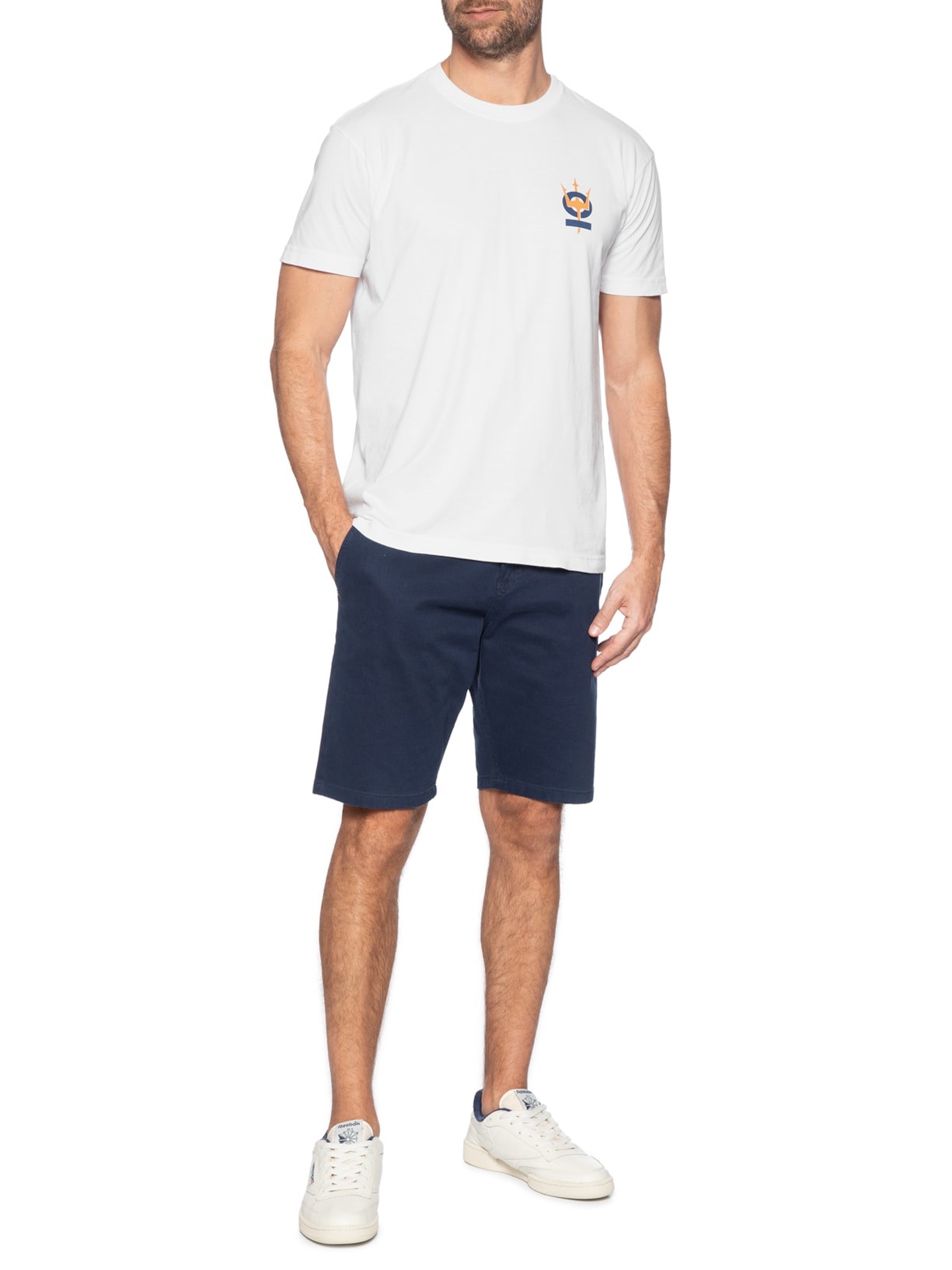 Camiseta Masculina Manga Curta Gola Careca Vintage Tridente Oceans Branco Osklen