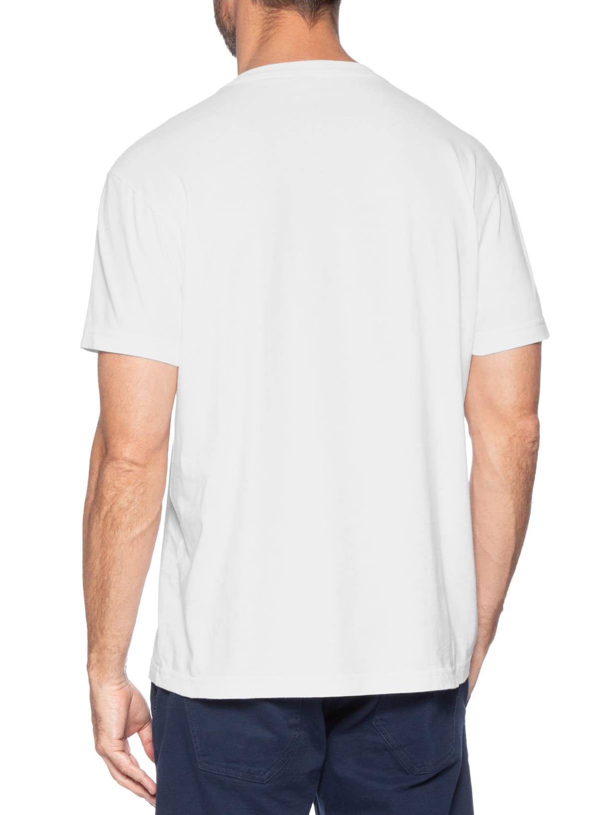 Camiseta Masculina Manga Curta Gola Careca Vintage Tridente Oceans Branco Osklen